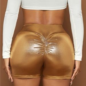 Scrunch Butt Leather Look Biker Shorts